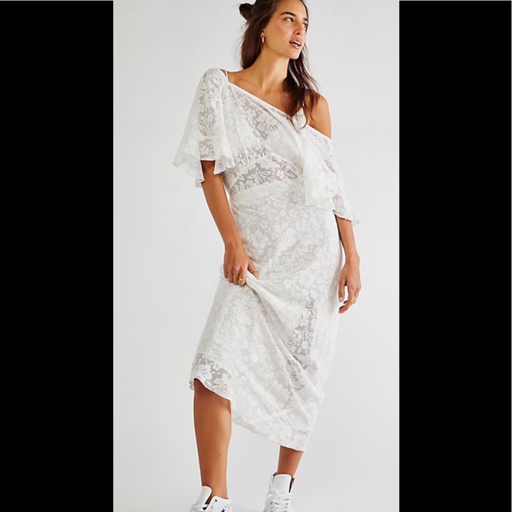 NWT FREE PEOPLE WHITE LIBBY LACE DRESS size medium